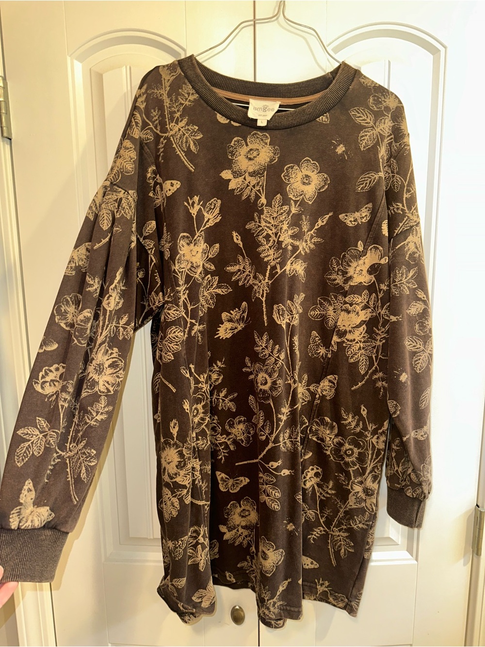 Umgee Brown Floral Print Long Sleeve Tunic